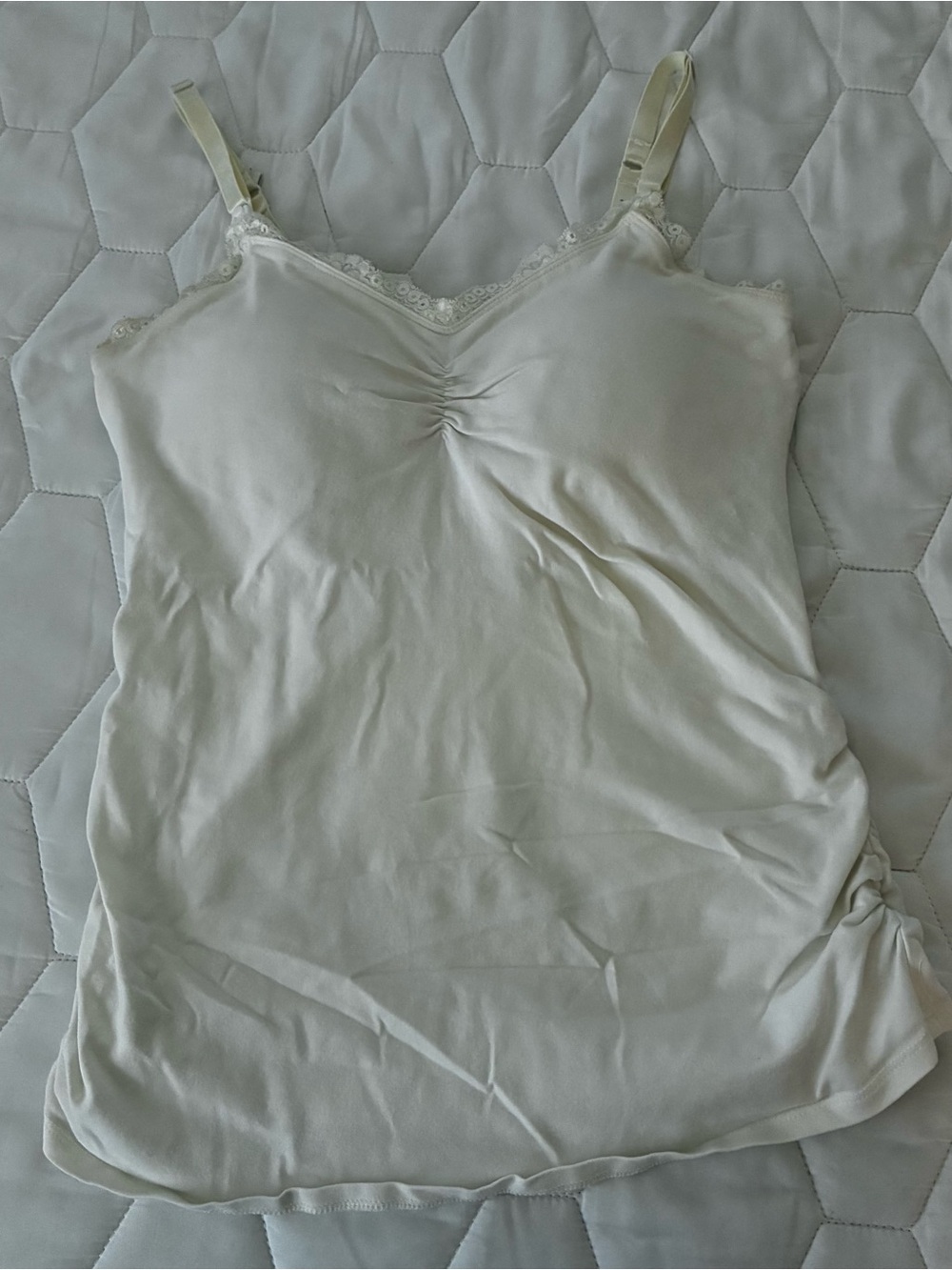White Nursing Lace-Trim Cami Top with bra